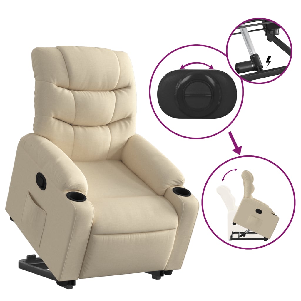 Relaxing chair with stand-up aid cream fabric