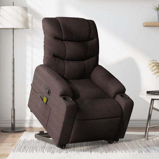 Massage chair with stand-up aid dark brown fabric