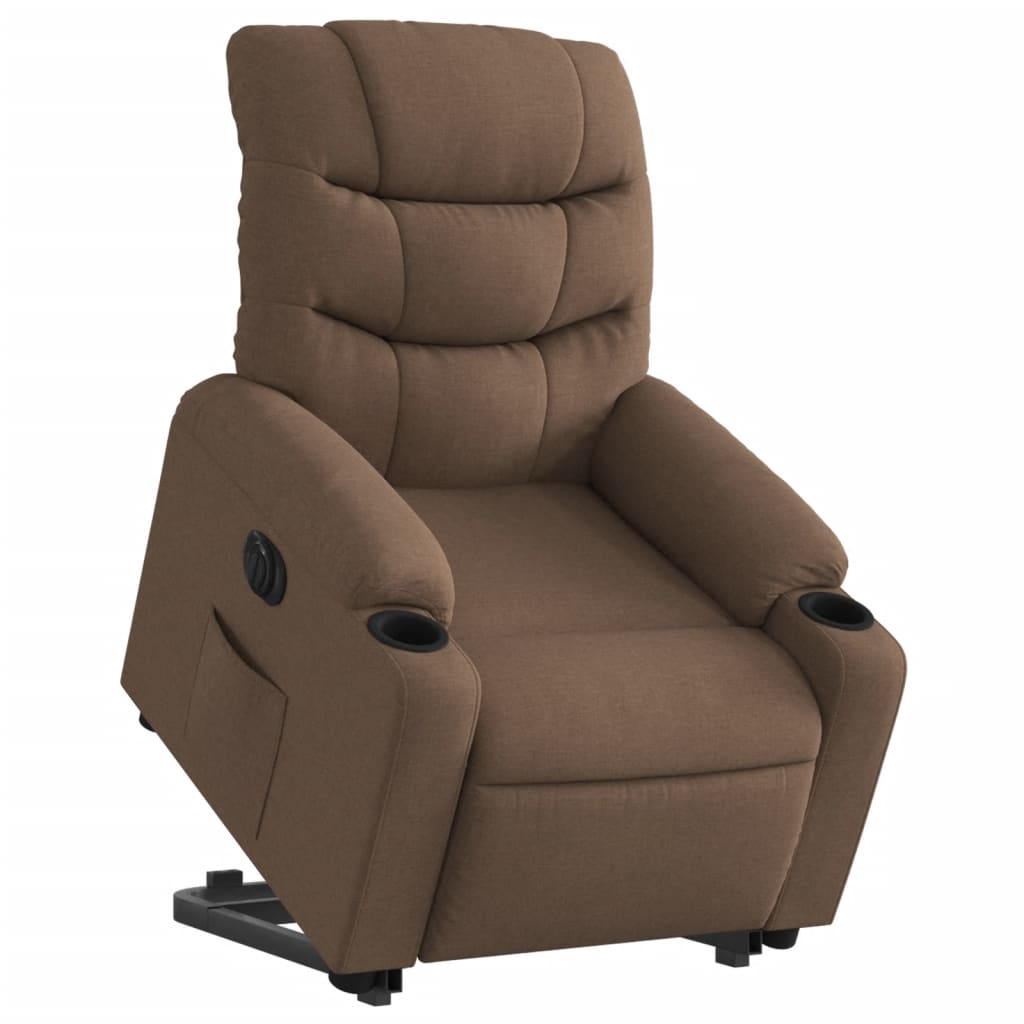 Fauteuil inclinable avec releveur électrique, tissu marron
