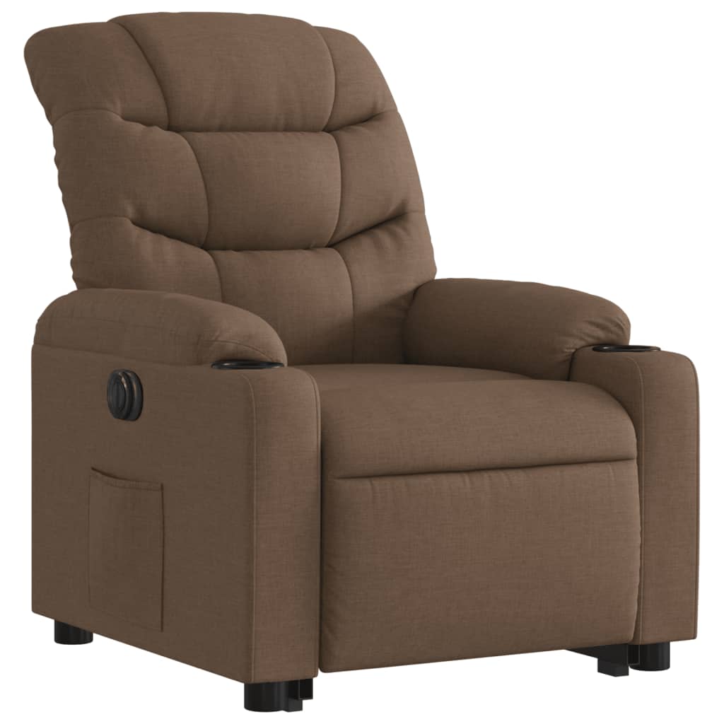 Fauteuil inclinable avec releveur électrique, tissu marron