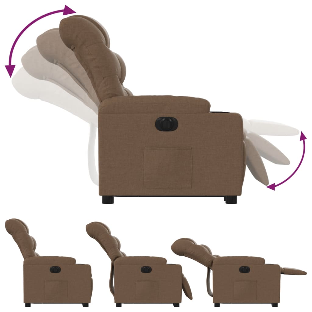 Fauteuil inclinable avec releveur électrique, tissu marron