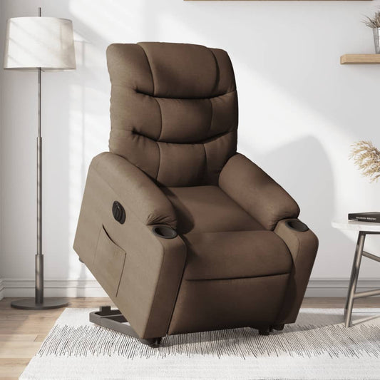 Fauteuil inclinable avec releveur électrique, tissu marron