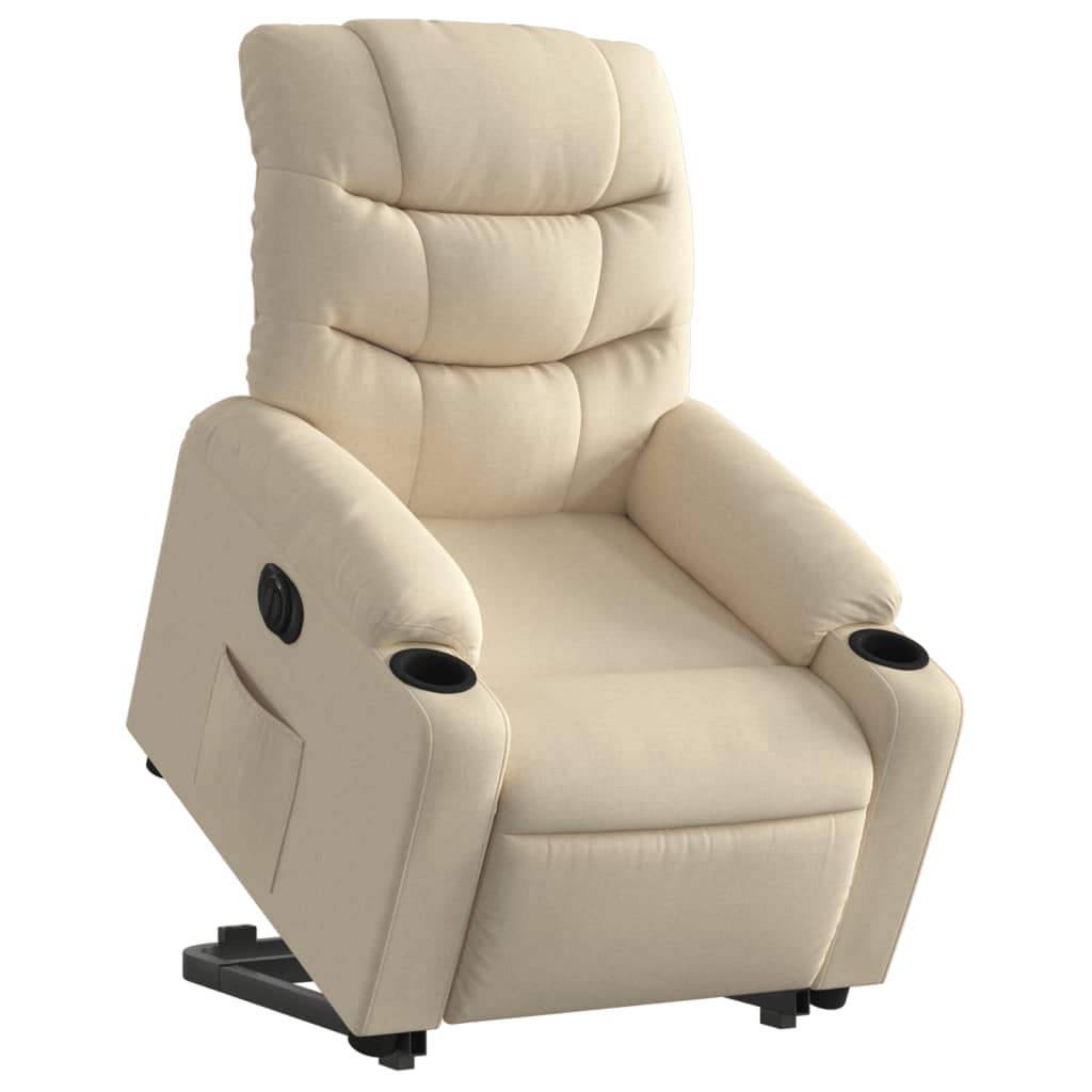 Relaxing chair with electric riser in cream fabric