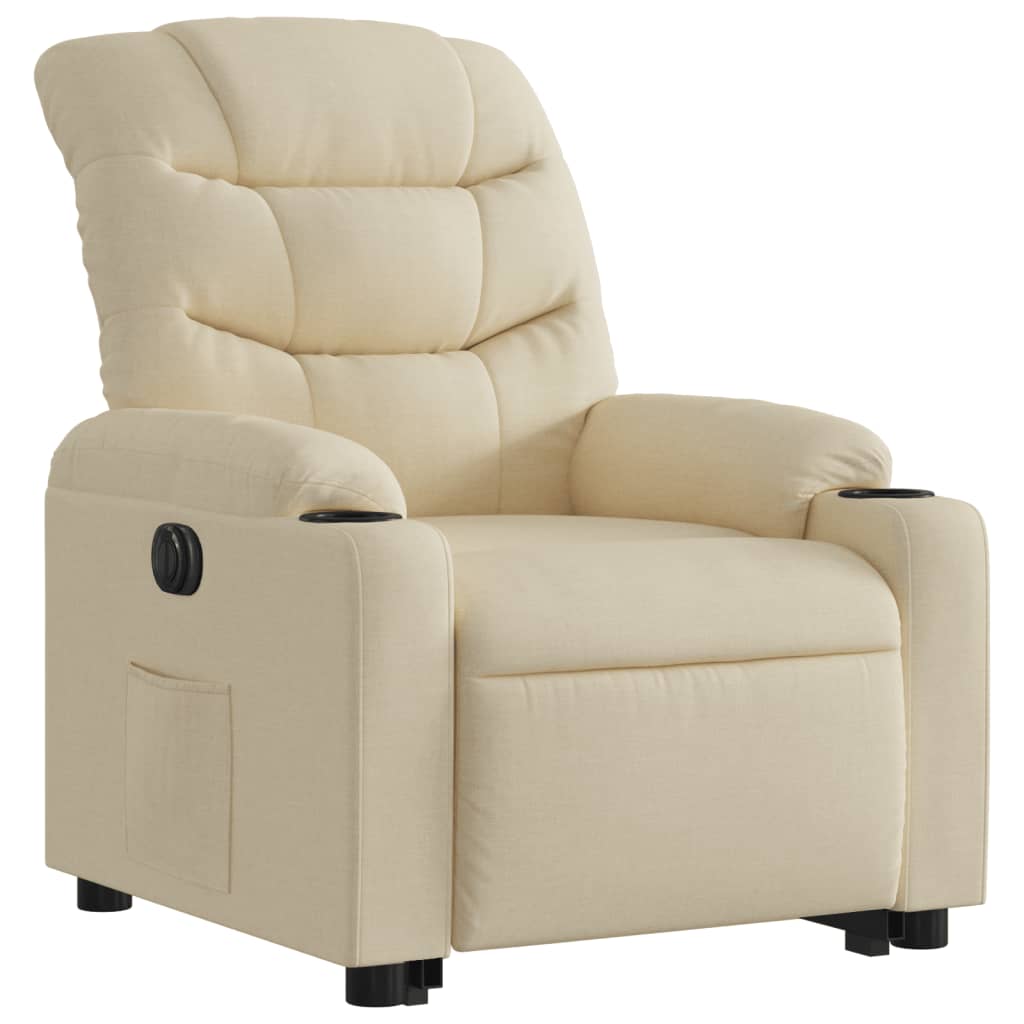 Relaxing chair with electric riser in cream fabric