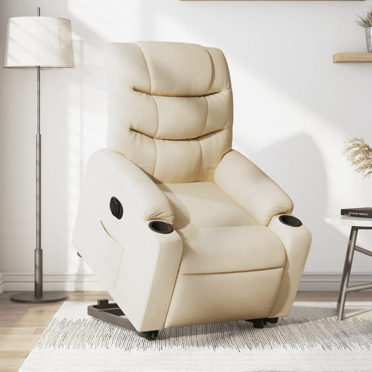 Relaxing chair with electric riser in cream fabric