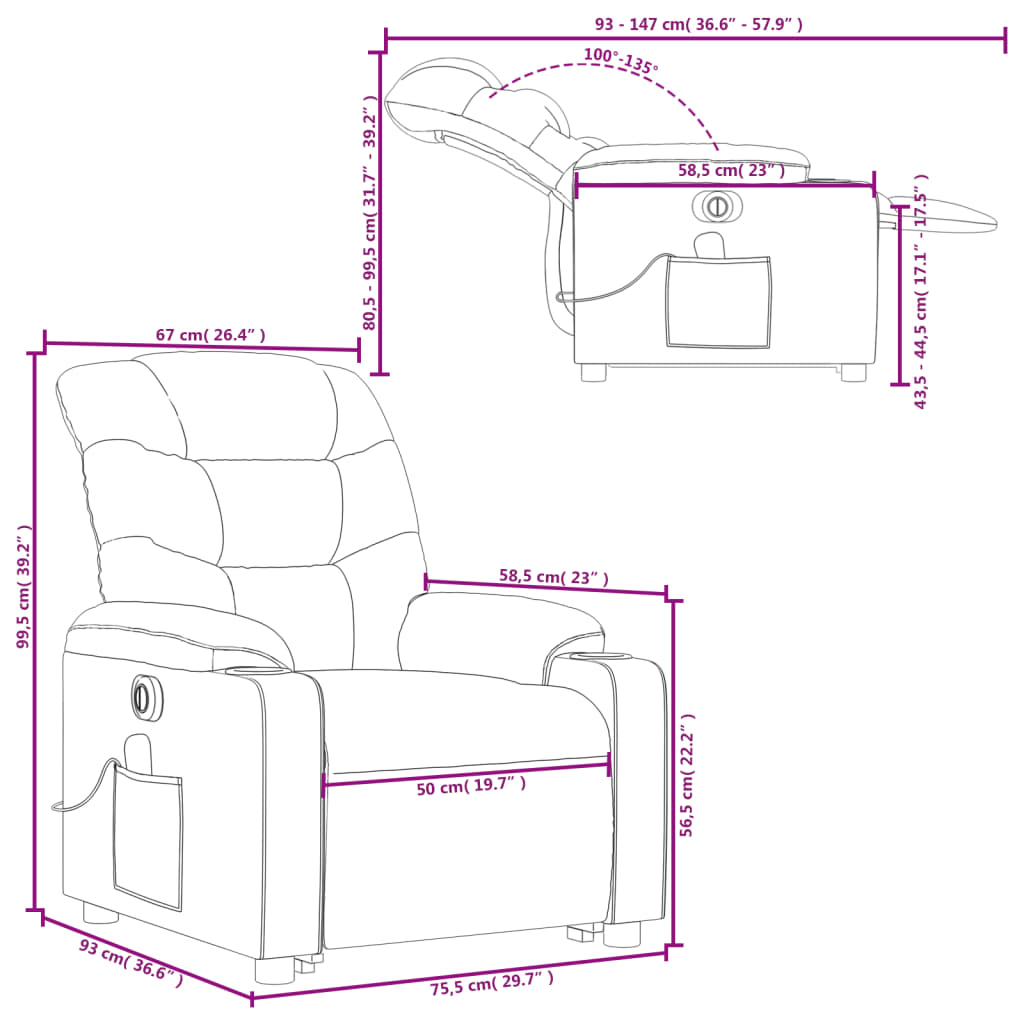 Elektrischer Massagesessel mit Aufstehhilfe Dunkelgrau Stoff