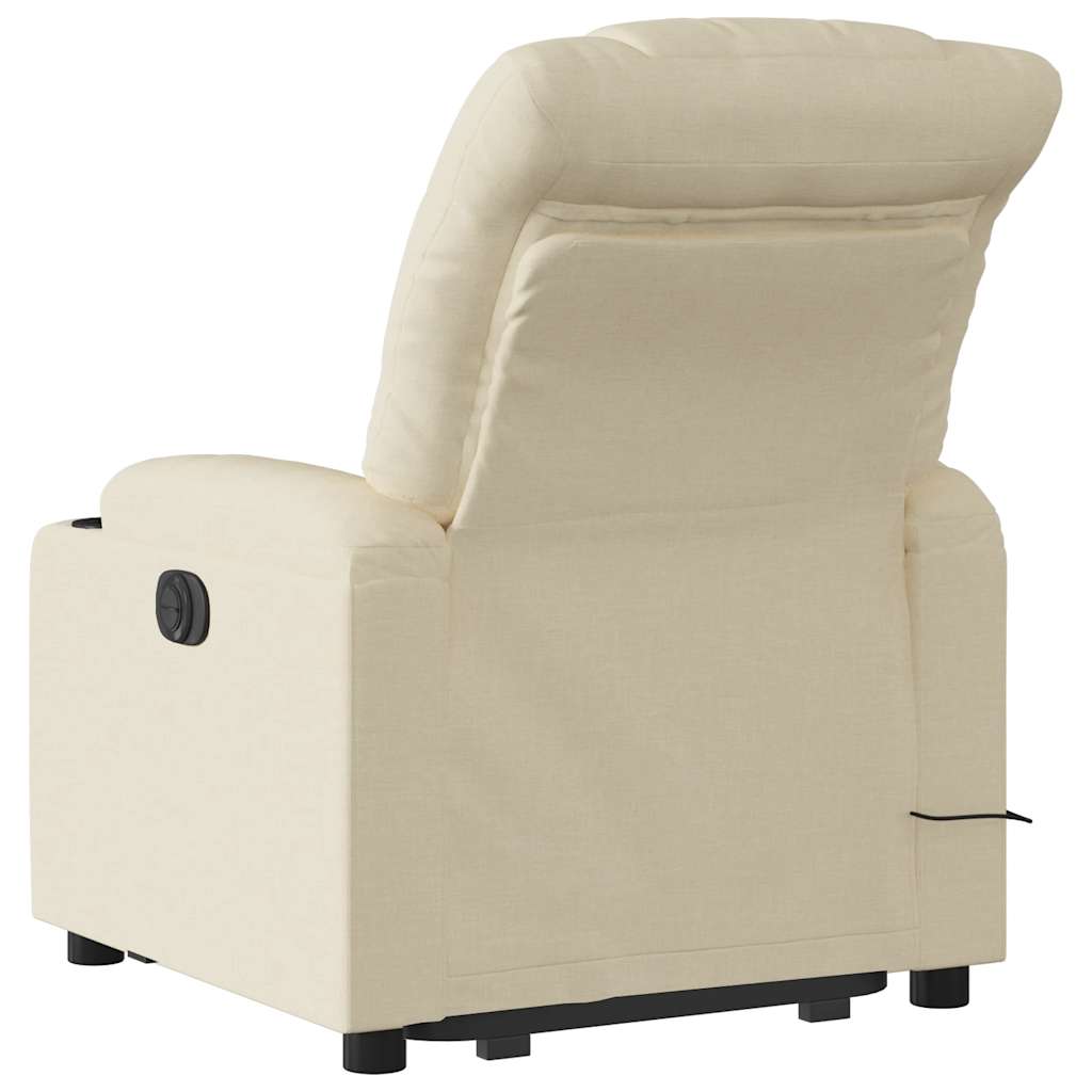 Elektrischer Massagesessel mit Aufstehhilfe Creme Stoff