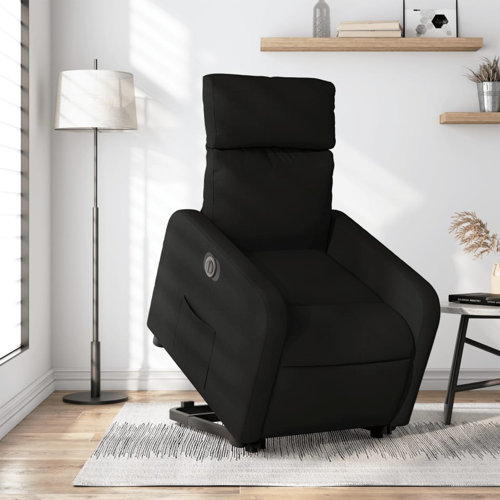 Relaxsessel mit Aufstehhilfe Elektrisch Schwarz Stoff