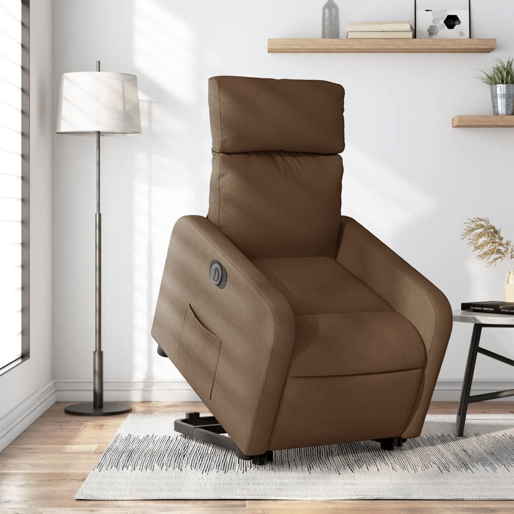 Relaxsessel mit Aufstehhilfe Elektrisch Braun Stoff