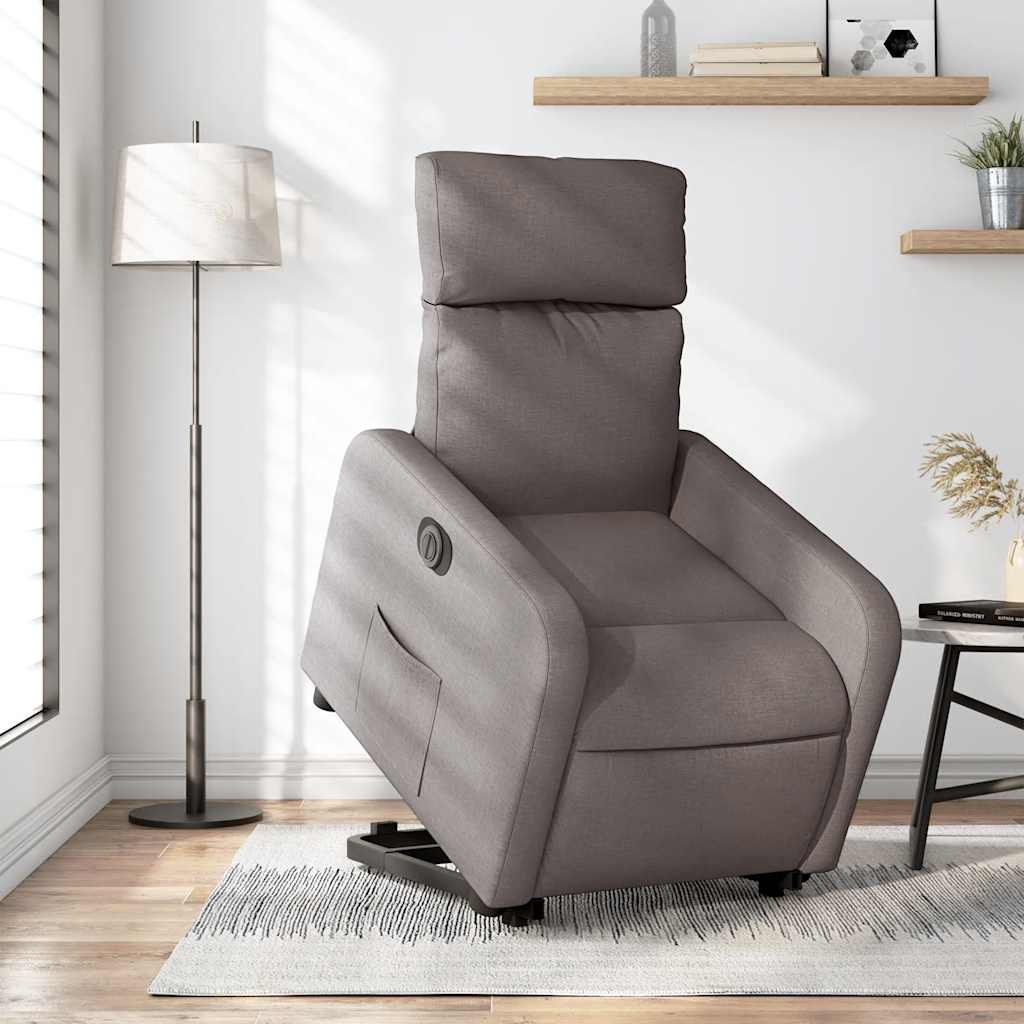 Relaxsessel mit Aufstehhilfe Elektrisch Taupe Stoff