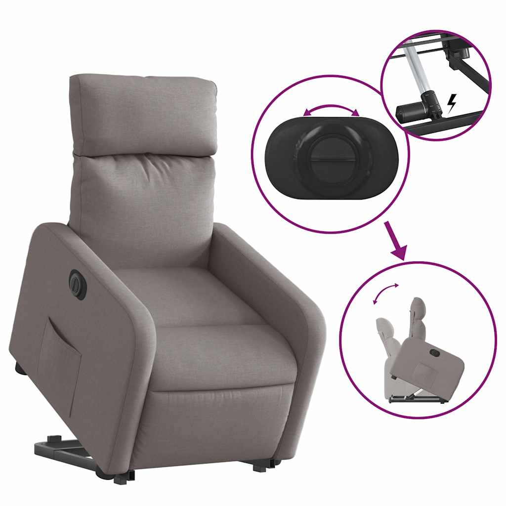 Relaxsessel mit Aufstehhilfe Elektrisch Taupe Stoff
