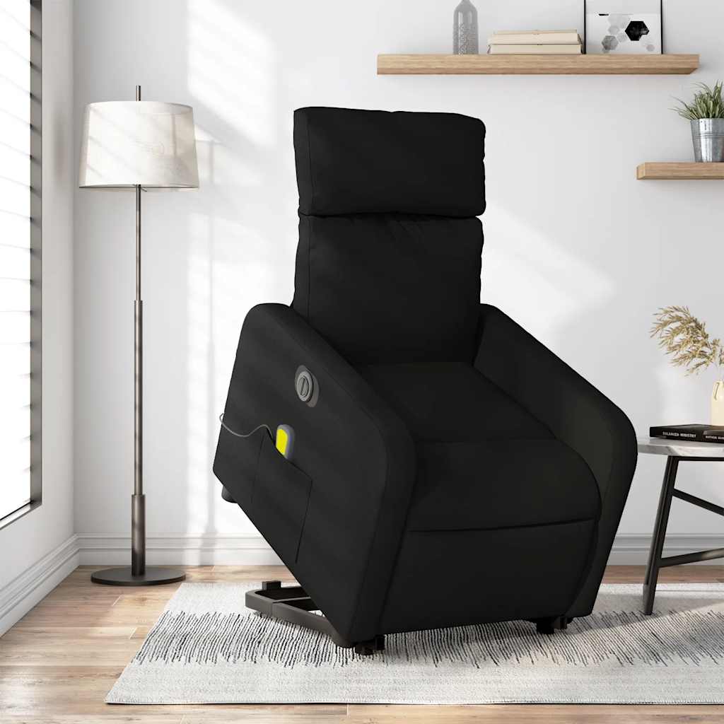 Elektrischer Massagesessel mit Aufstehhilfe Schwarz Stoff