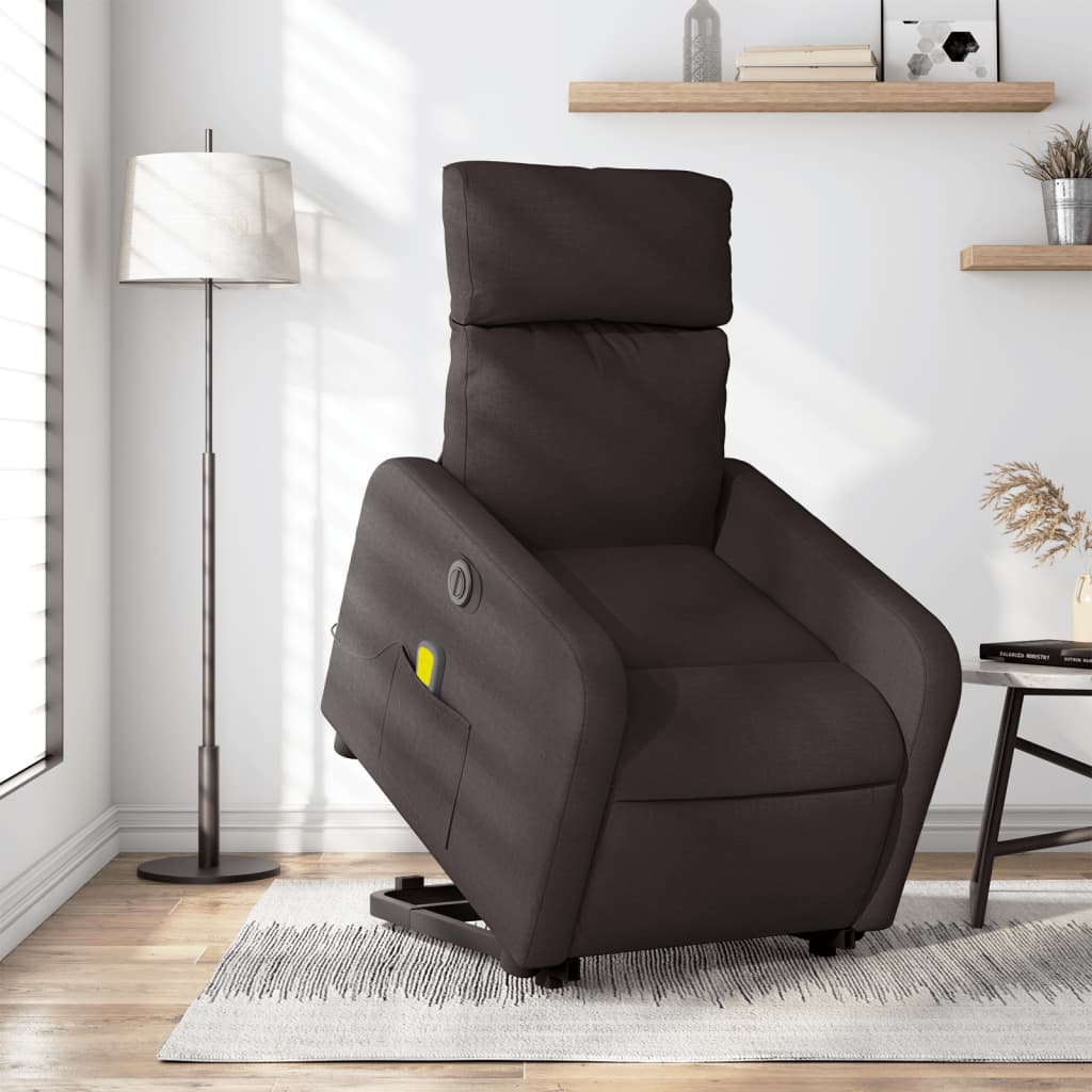 Elektrischer Massagesessel mit Aufstehhilfe Dunkelbraun Stoff