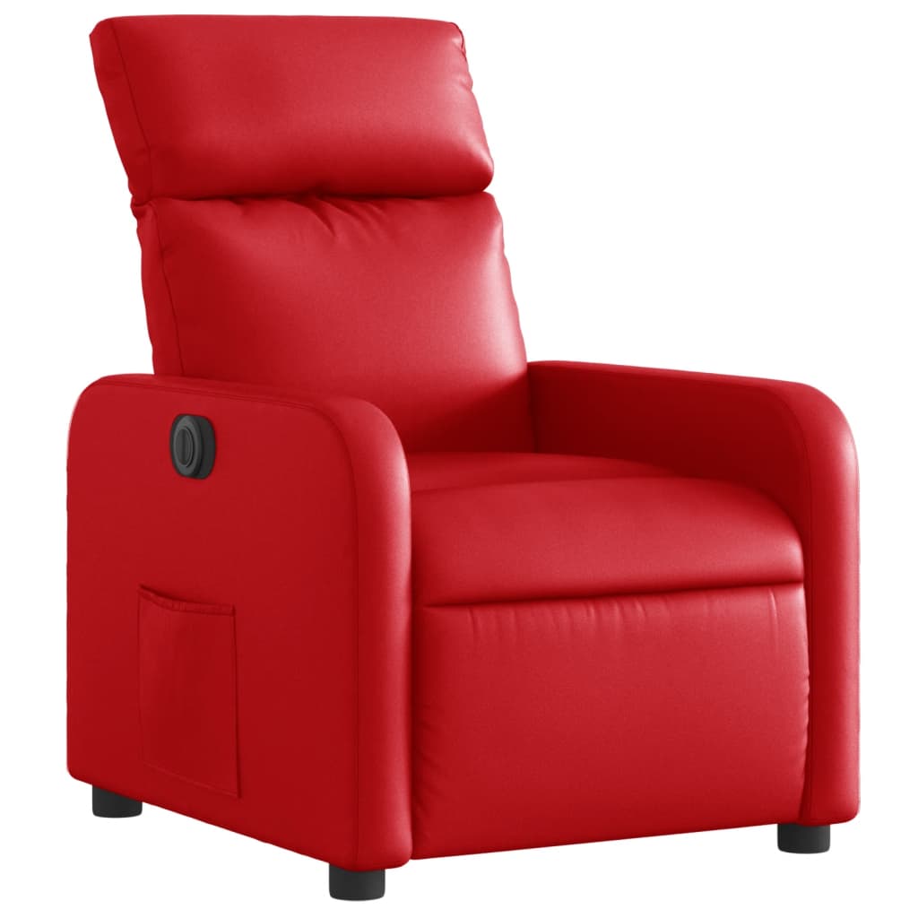 Electric recliner chair red faux leather