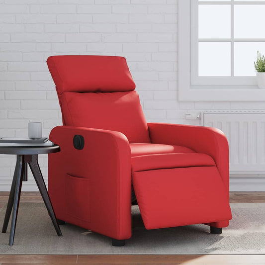 Electric recliner chair red faux leather