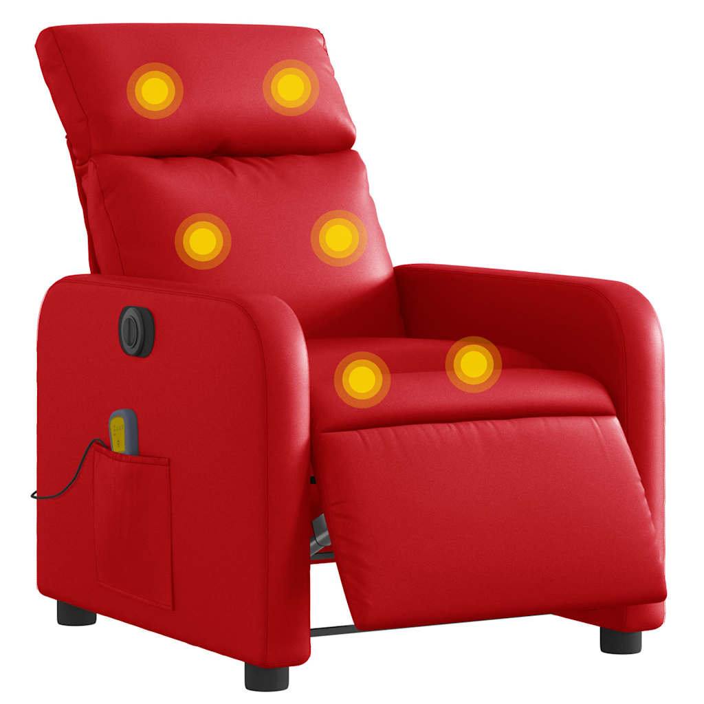 Massagesessel Elektrisch Rot Kunstleder