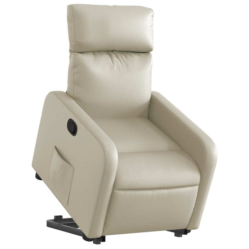 Relaxsessel mit Aufstehhilfe Creme Kunstleder