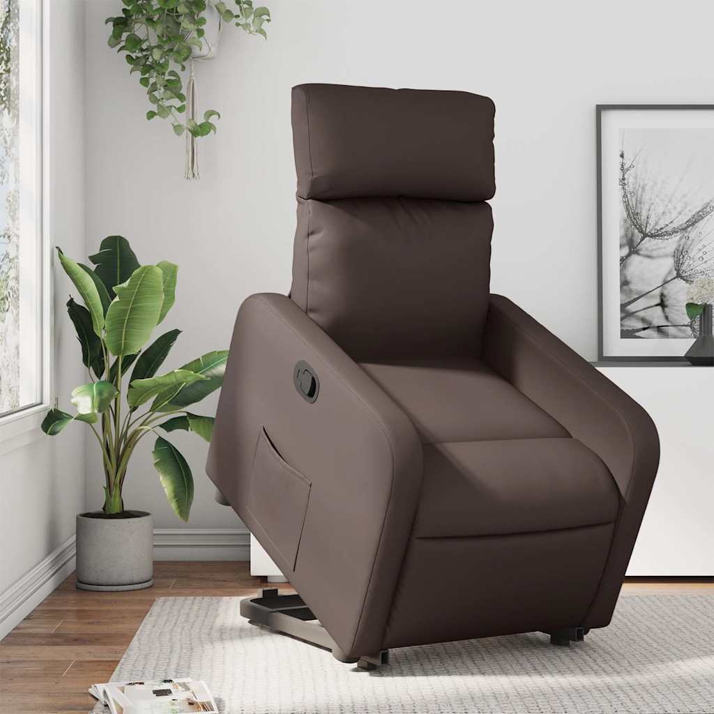 Relaxsessel mit Aufstehhilfe Braun Kunstleder
