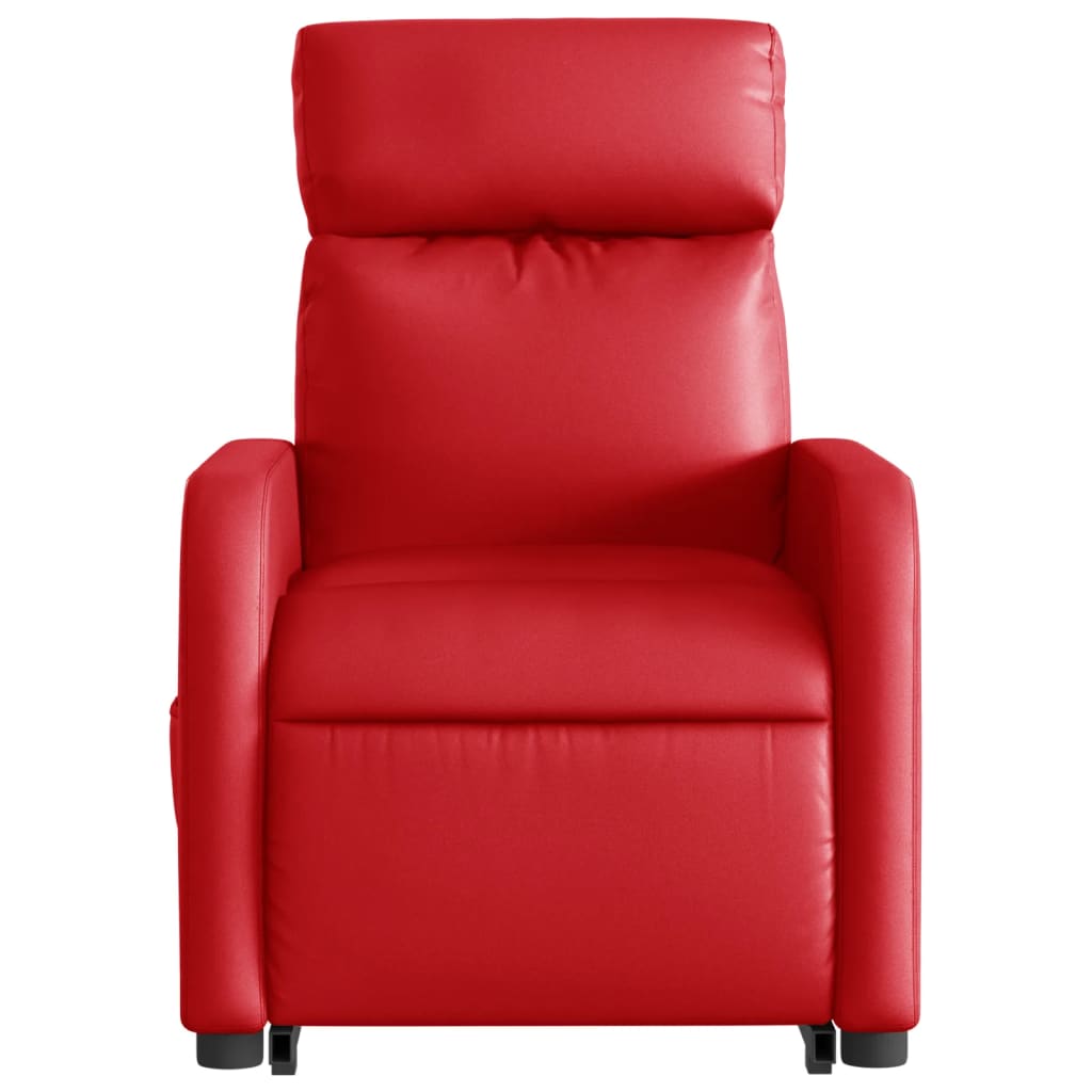 Recliner chair with stand-up aid, red, faux leather