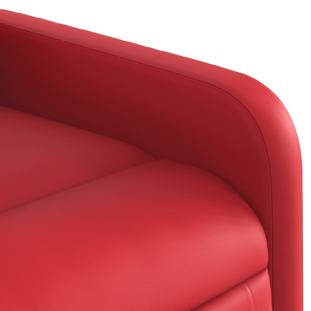 Recliner chair with stand-up aid, red, faux leather