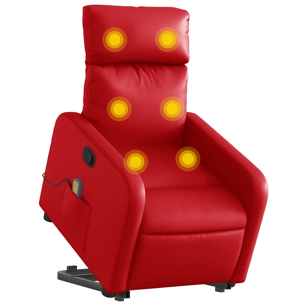 Massagesessel mit Aufstehhilfe Rot Kunstleder