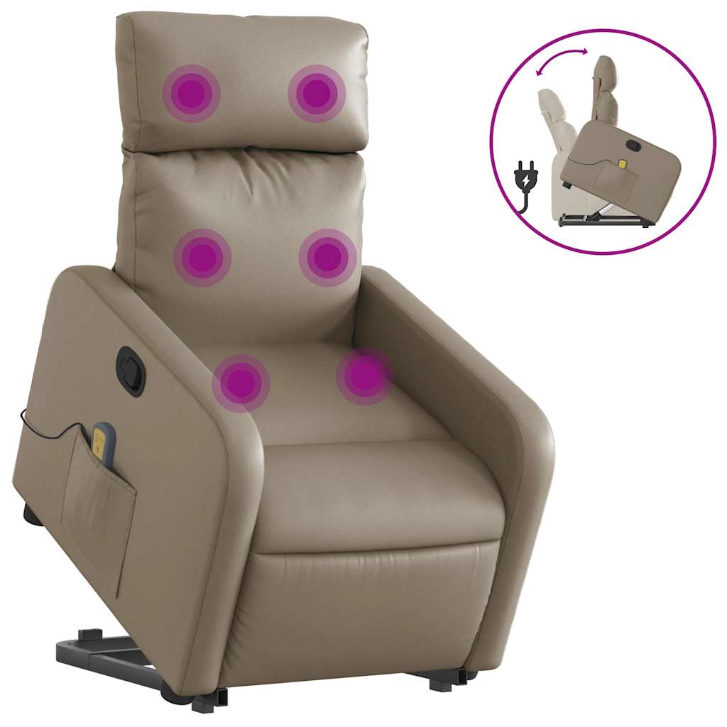 Massagesessel mit Aufstehhilfe Cappuccino Kunstleder
