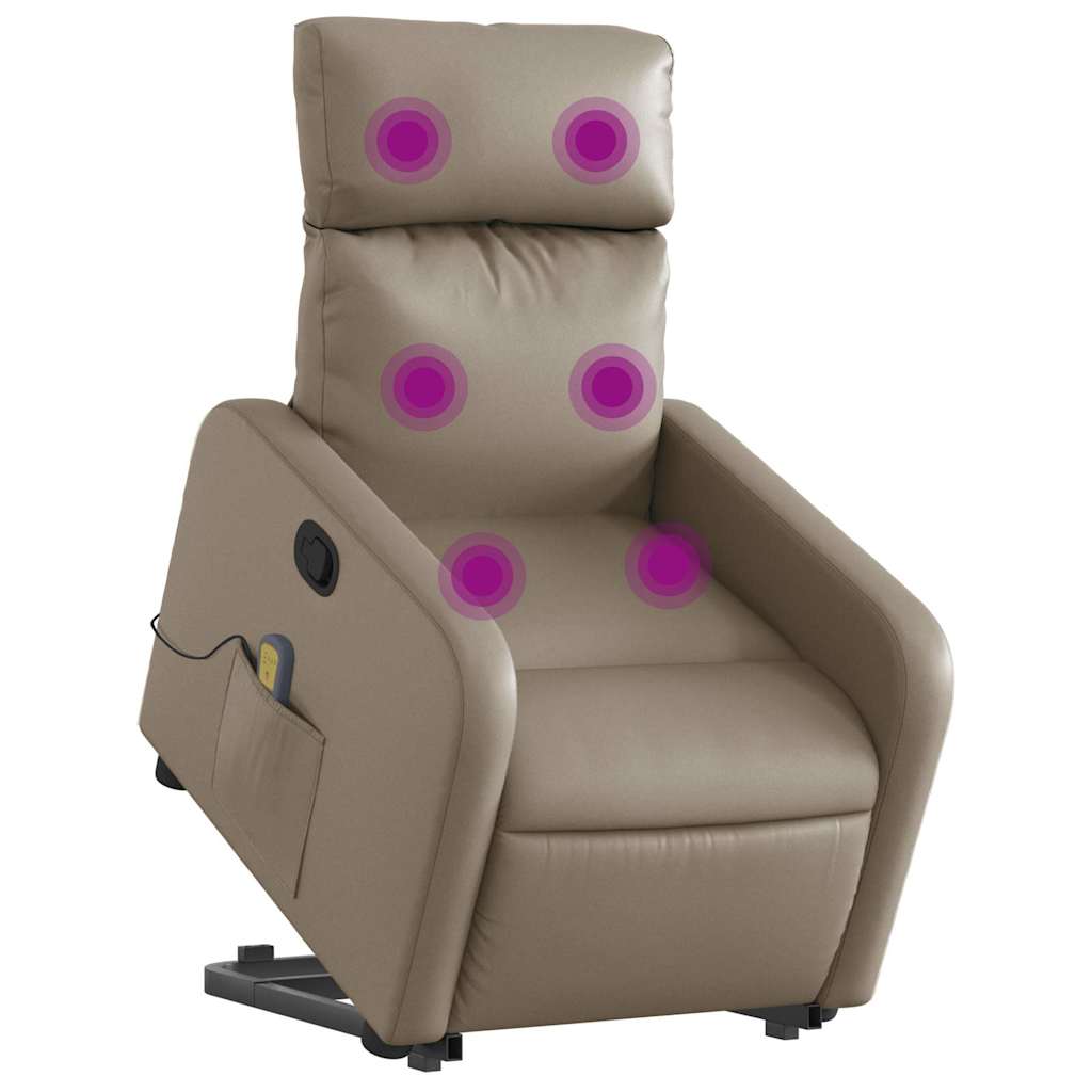 Massagesessel mit Aufstehhilfe Cappuccino Kunstleder