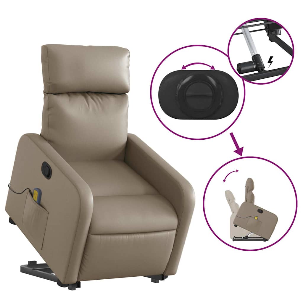Massagesessel mit Aufstehhilfe Cappuccino Kunstleder