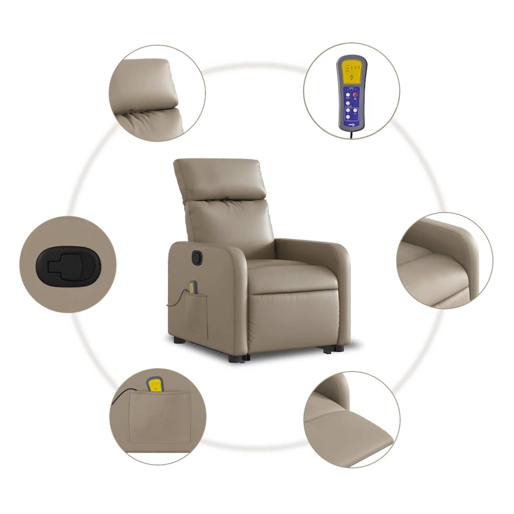 Massagesessel mit Aufstehhilfe Cappuccino Kunstleder