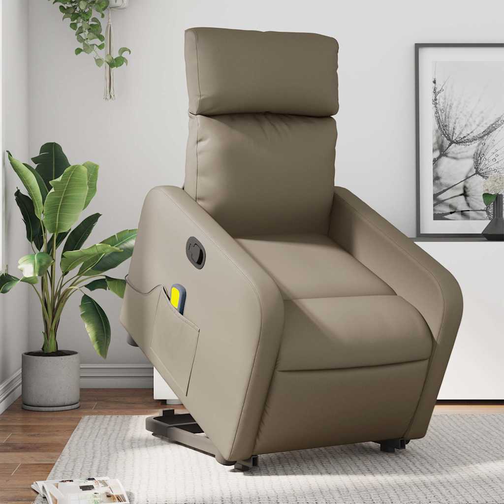 Massagesessel mit Aufstehhilfe Cappuccino Kunstleder