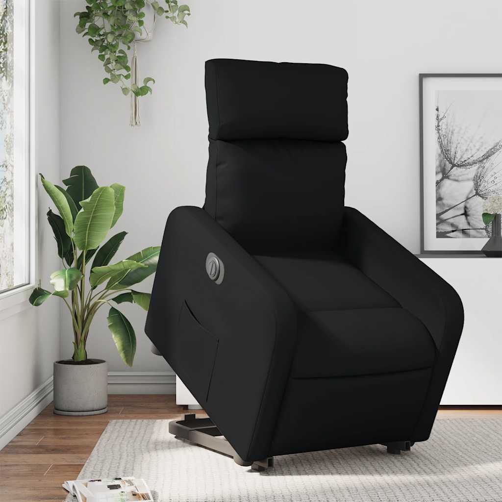 Relaxsessel mit Aufstehhilfe Elektrisch Schwarz Kunstleder