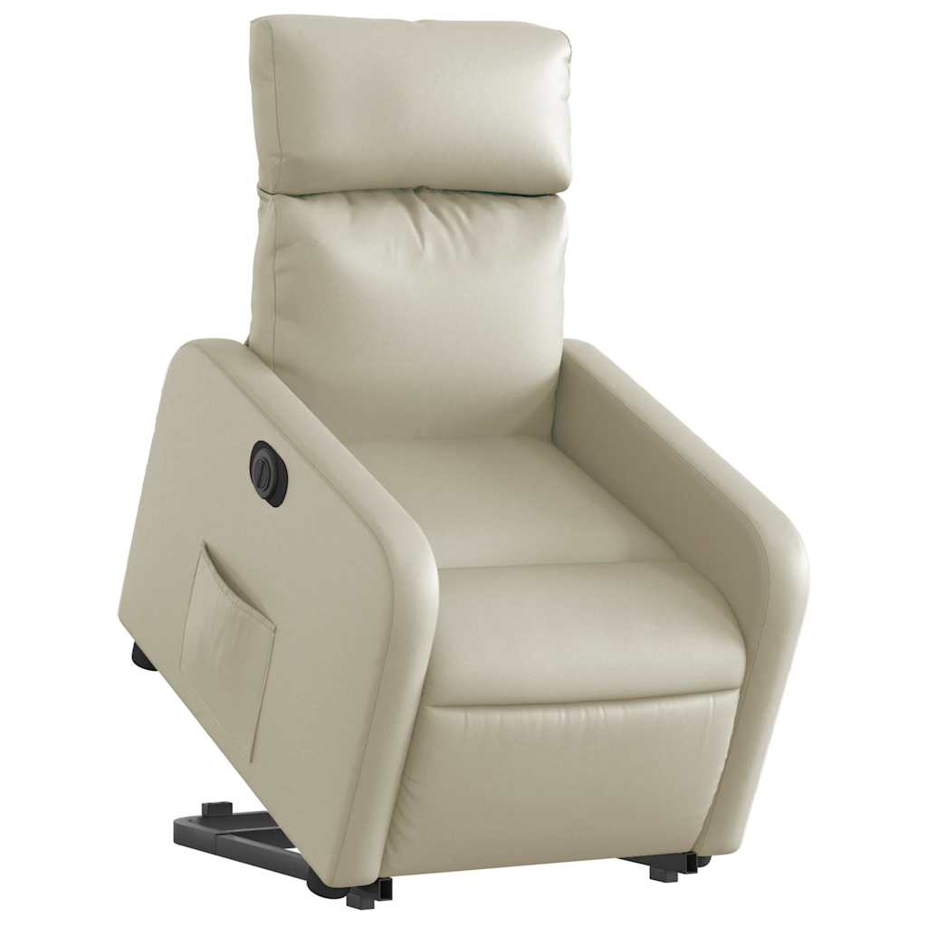 Relaxsessel mit Aufstehhilfe Elektrisch Creme Kunstleder