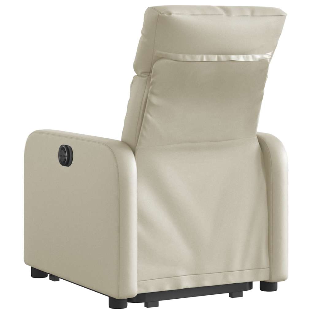 Relaxsessel mit Aufstehhilfe Elektrisch Creme Kunstleder
