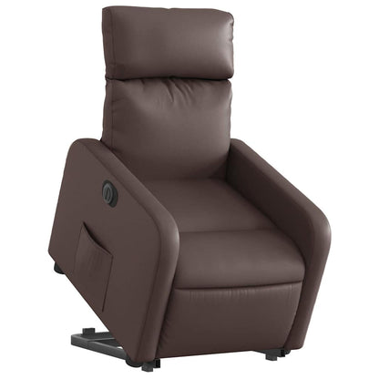 Relaxsessel mit Aufstehhilfe Elektrisch Braun Kunstleder