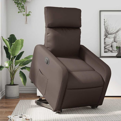Relaxsessel mit Aufstehhilfe Elektrisch Braun Kunstleder
