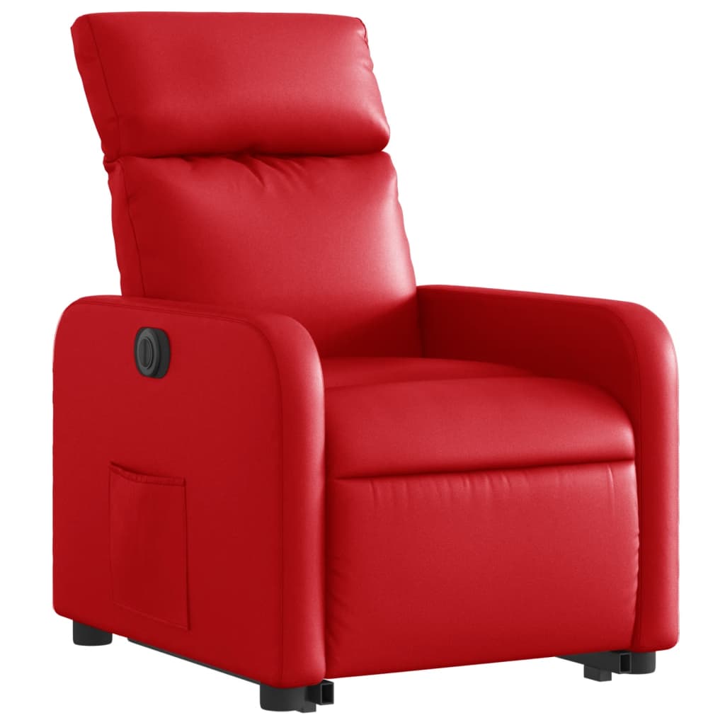Relaxing chair with electric riser, red, artificial leather