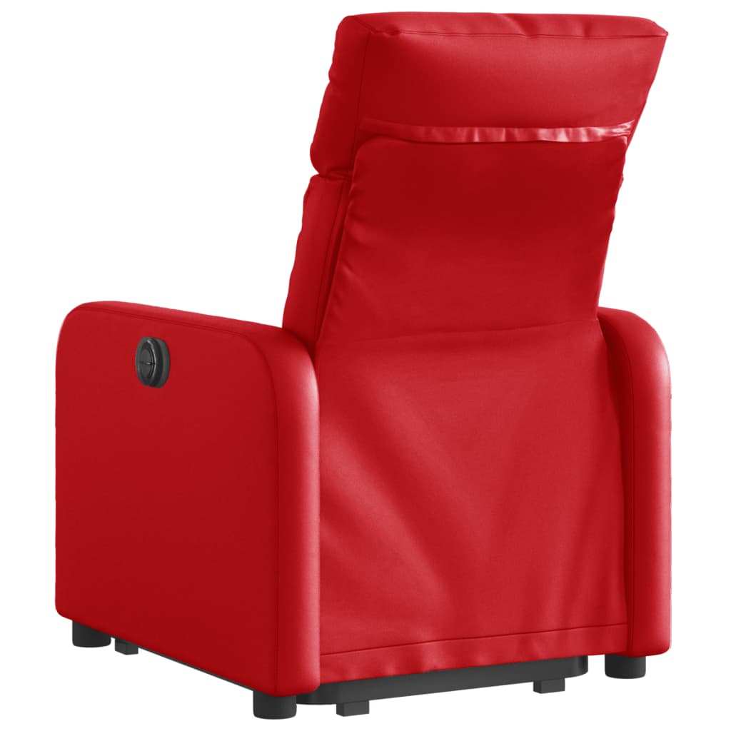 Relaxing chair with electric riser, red, artificial leather