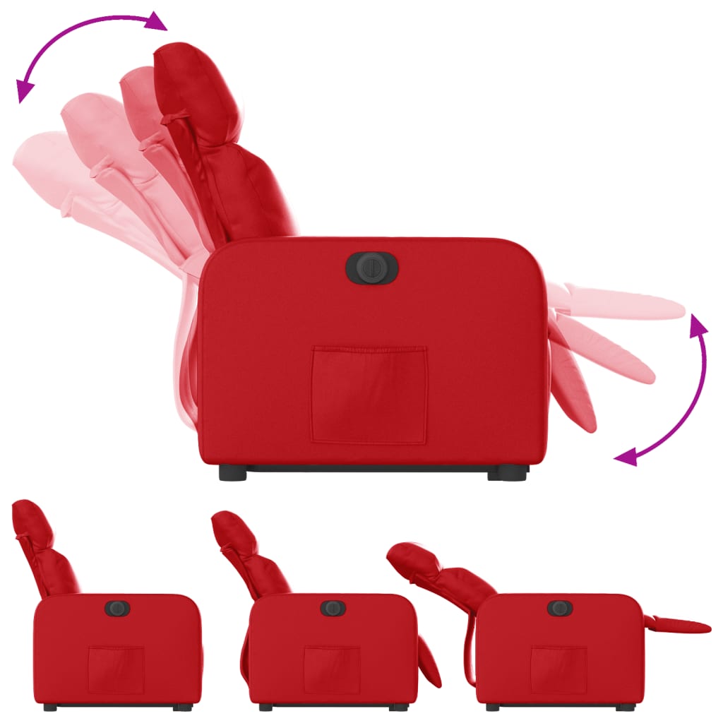 Relaxing chair with electric riser, red, artificial leather