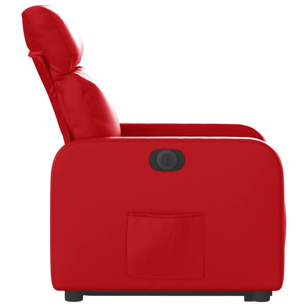 Relaxing chair with electric riser, red, artificial leather