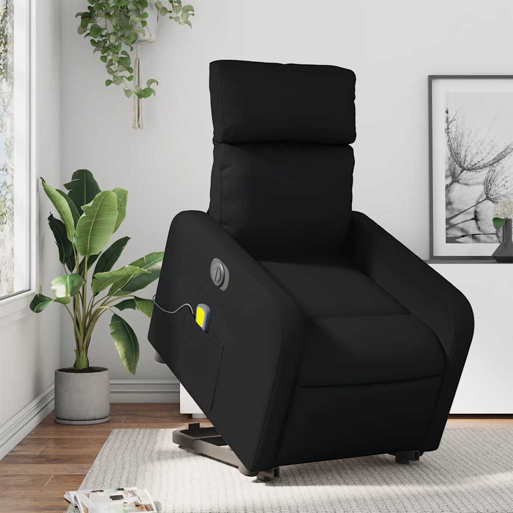 Massagesessel mit Aufstehhilfe Elektrisch Schwarz Kunstleder