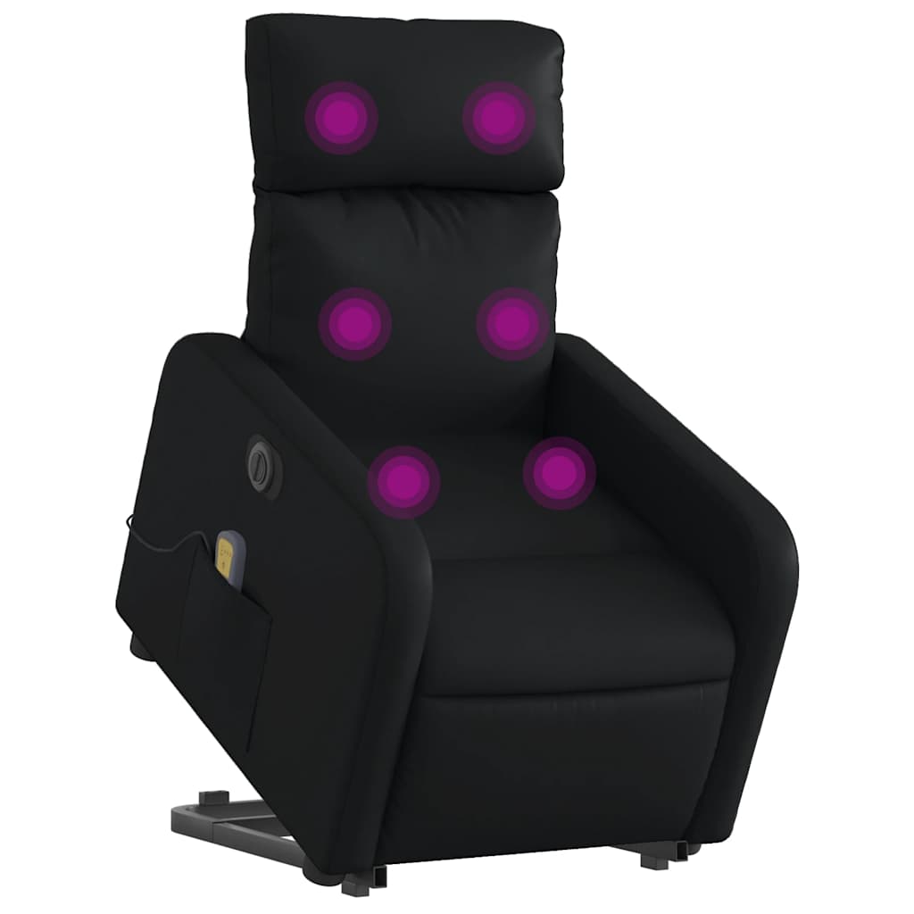 Massagesessel mit Aufstehhilfe Elektrisch Schwarz Kunstleder