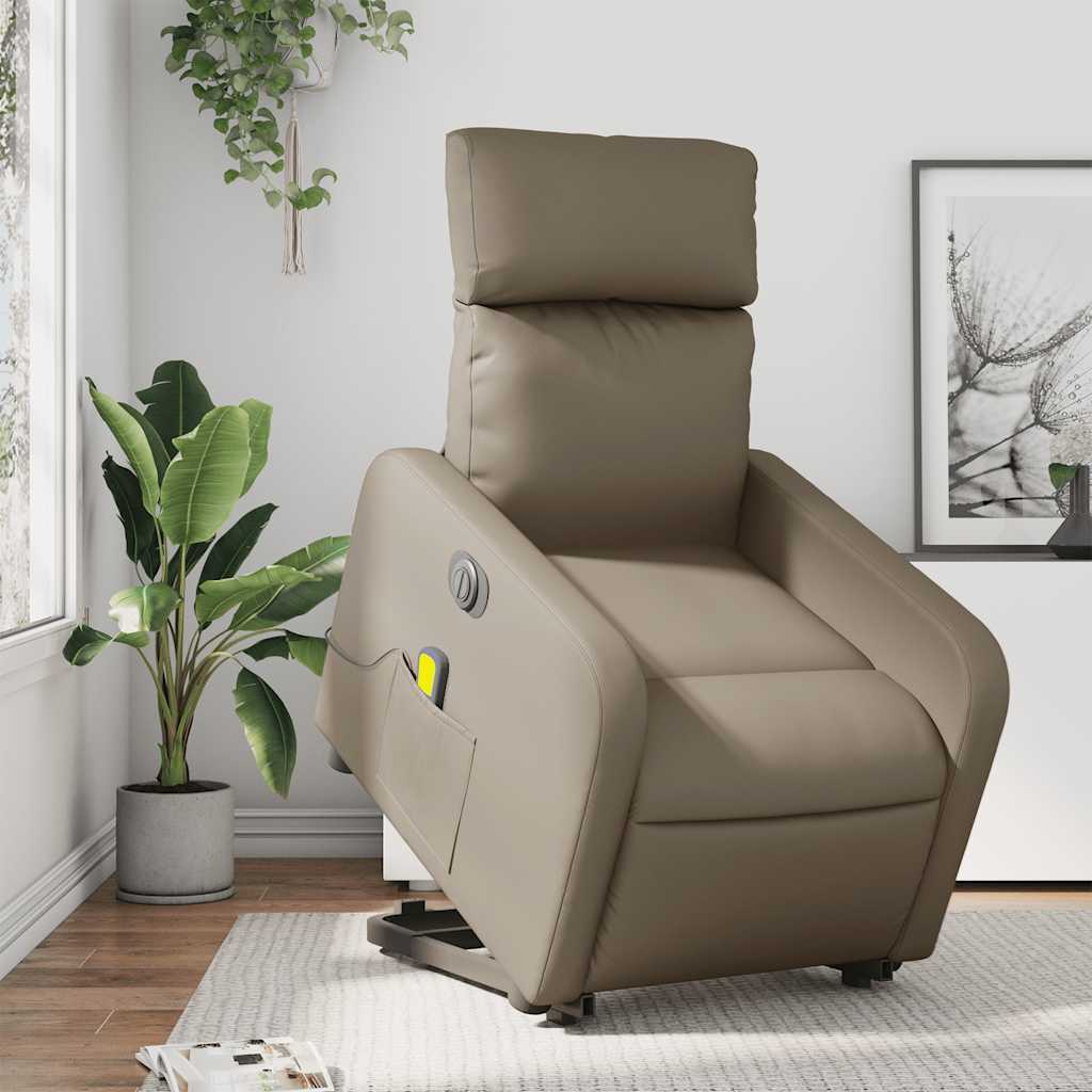 Massagesessel mit Aufstehhilfe Elektrisch Cappuccino Kunstleder