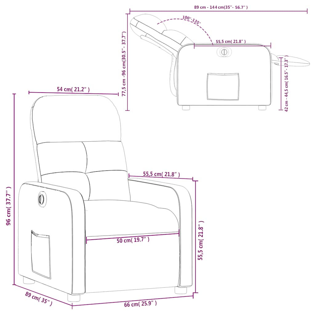 Relaxsessel Elektrisch Taupe Stoff