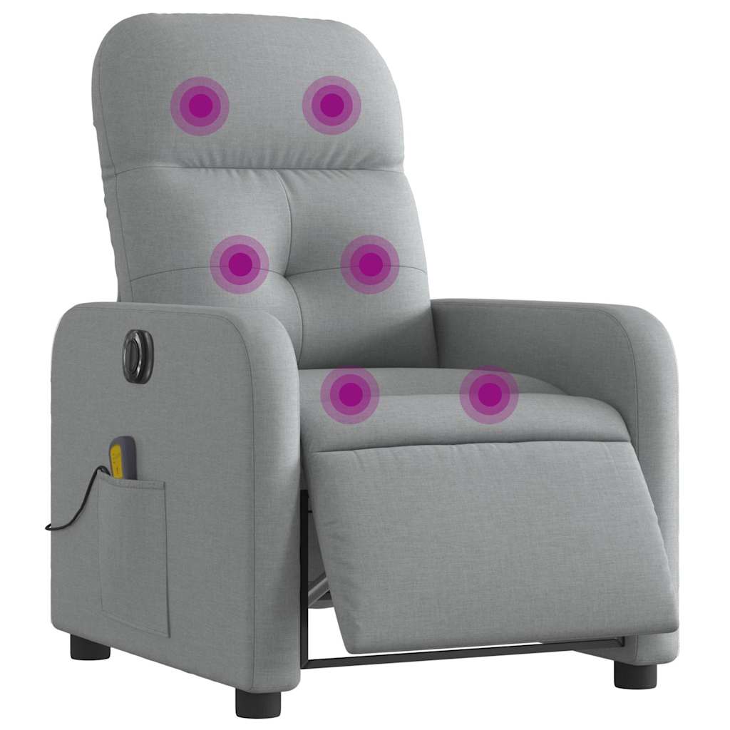 Massagesessel Elektrisch Hellgrau Stoff