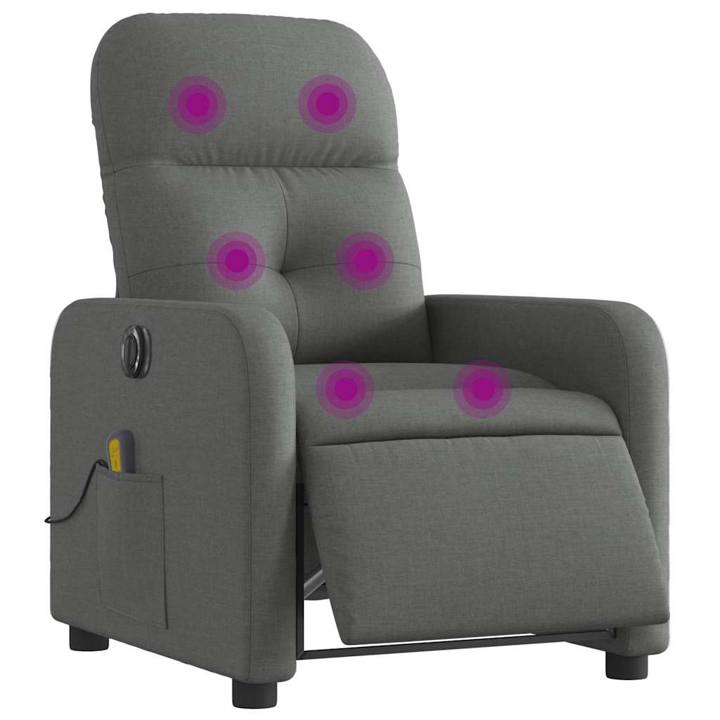 Massagesessel Elektrisch Dunkelgrau Stoff