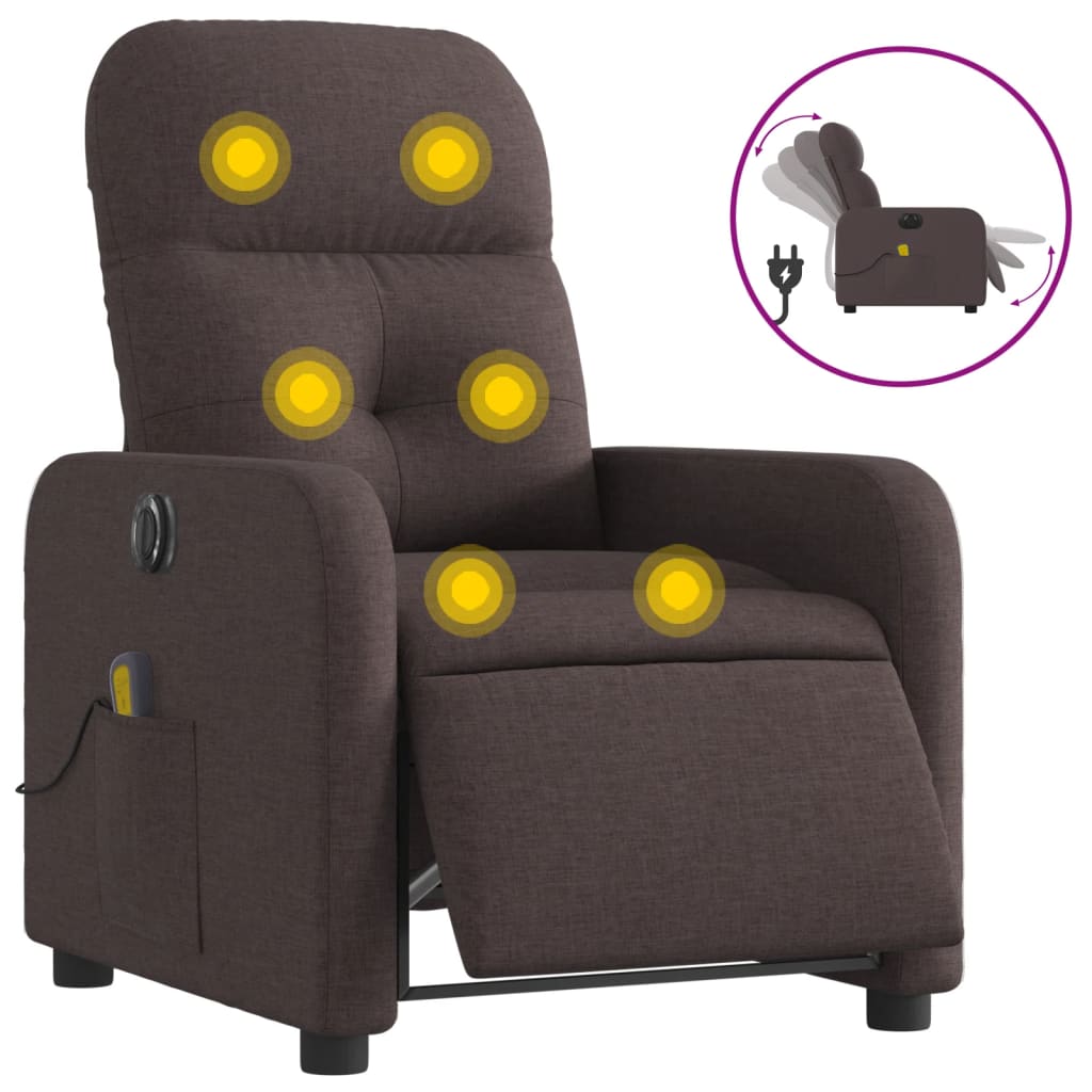 Electric Massage Chair Dark Brown Fabric
