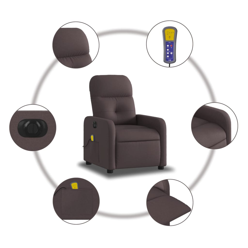 Electric Massage Chair Dark Brown Fabric