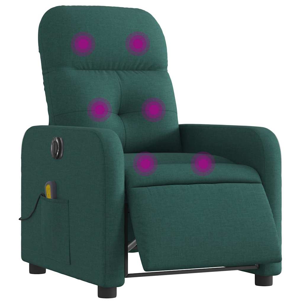 Massagesessel Elektrisch Dunkelgrün Stoff