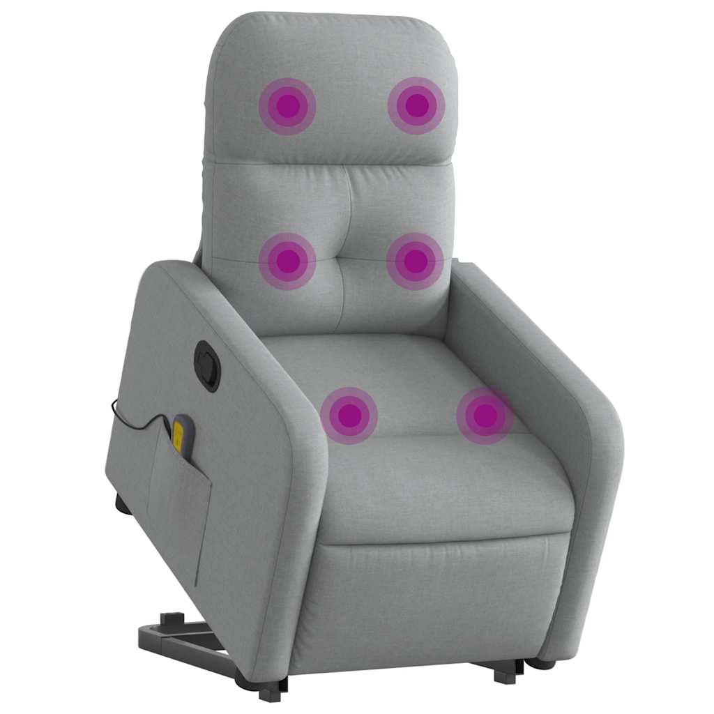 Massagesessel mit Aufstehhilfe Hellgrau Stoff