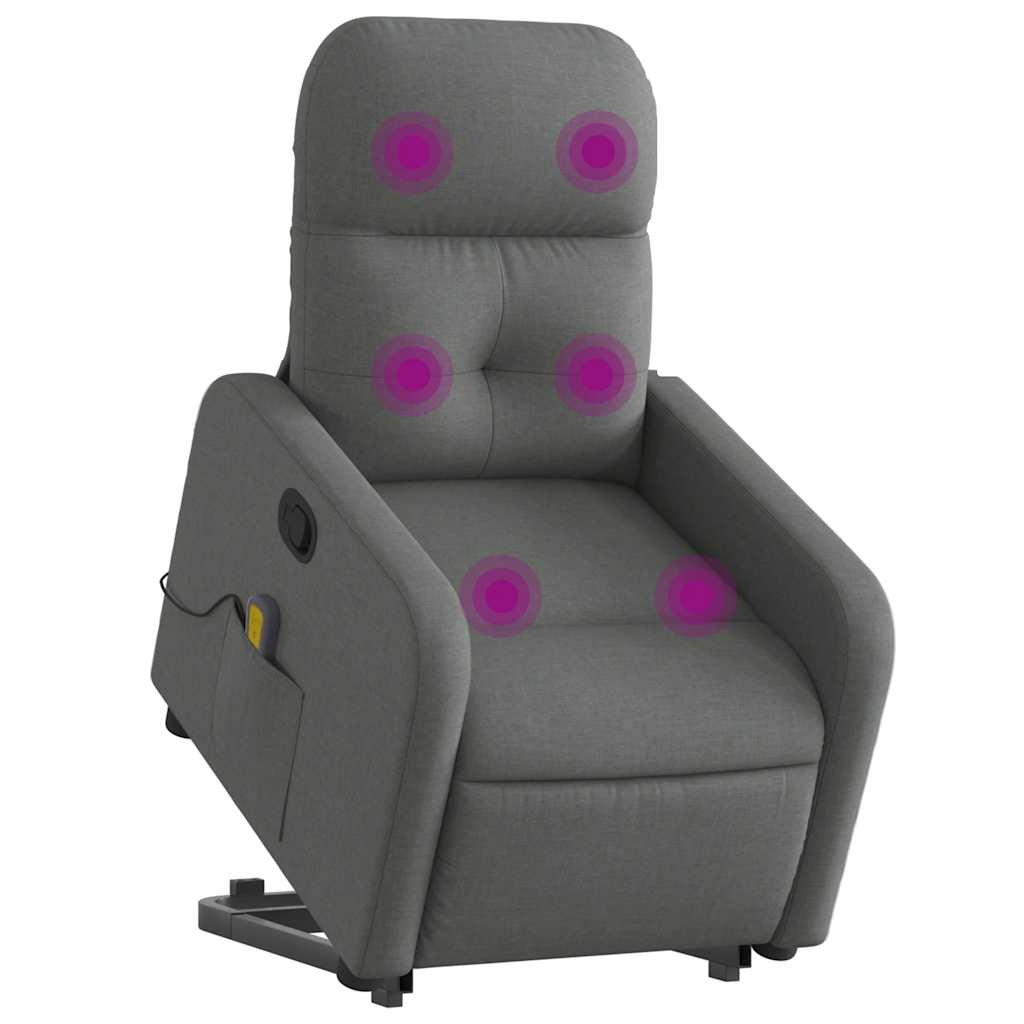 Massagesessel mit Aufstehhilfe Dunkelgrau Stoff